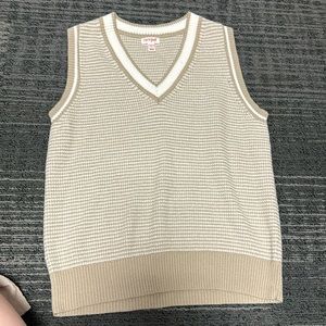 Tan and white sweater vest